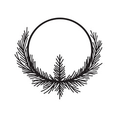 Christmas Monogram Frame Silhouette - Vector Icon on White Background.