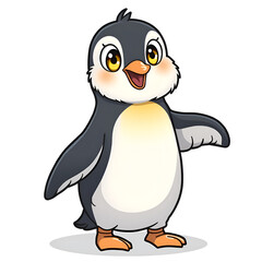 Fototapeta premium Embrace joy and positivity with a cheerful penguin ready for friendship and adventure , digital illustration of character design concept.