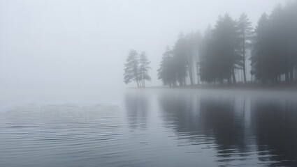 Fototapeta premium Beautiful aerial shot of a foggy forest
