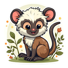 Obraz premium A cute and cheerful character brings joy amidst nature s gentle embrace, digital illustrations of cartoon characters concept.
