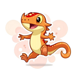 Embrace the joy of adventure with a playful lizard character in vibrant colors, digital art of character design concept.