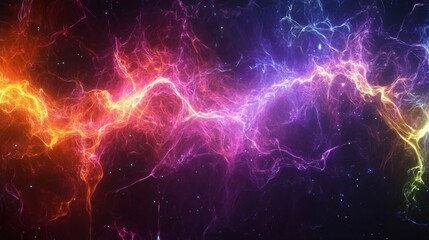 Abstract Cosmic Energy with Swirling Neon Lightning