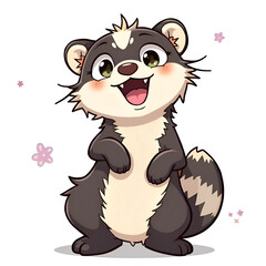 Fototapeta premium Embrace joy and playfulness through the whimsical spirit of this adorable raccoon character, digital illustration of character design concept.