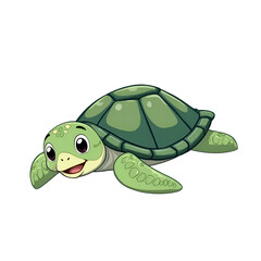 Celebrate the wonder of marine life with our delightful cartoon turtle character , digital art of cartoon character concept.