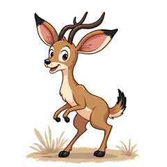 Obraz premium Embrace the whimsy of nature with this cheerful cartoon deer character , digital illustration of character design concept.