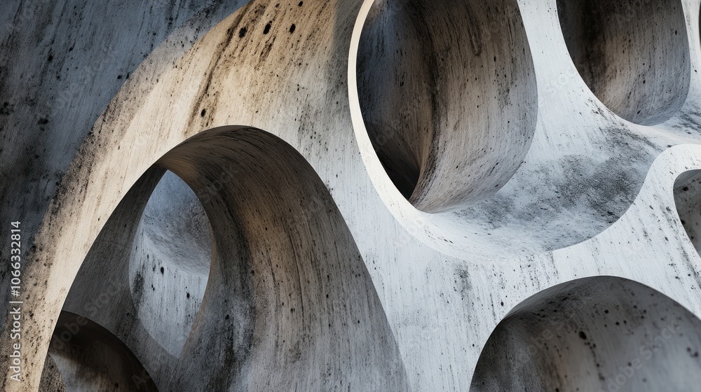 Poster abstract architectural structure with smooth curves and shadows.
