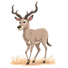 Obraz premium Embrace the spirit of the wild with a playful antelope in a vibrant landscape, digital illustration of character design concept.