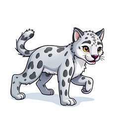 Obraz premium A playful snow leopard cub brings joy and charm in a whimsical art style, digital illustration of cute animal character concept.