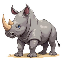 Fototapeta premium Embrace the strength and charm of the rhino in a world of vibrant creativity, digital illustration of character design concept.