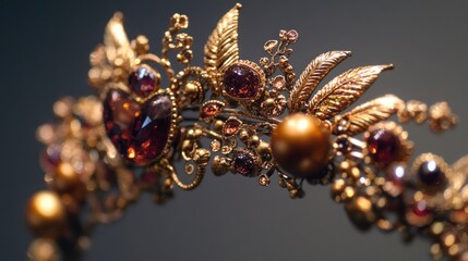 Intricate Gold Jewelry with Red Gemstones