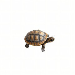 Fototapeta premium Baby turtle walking on a white background 