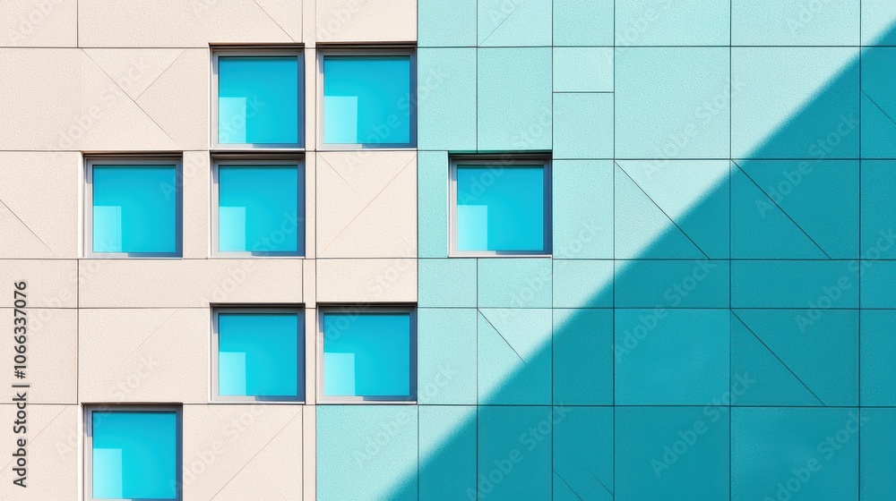 Poster a detail of a building facade, highlighting the texture of concrete or the geometric patterns of bri