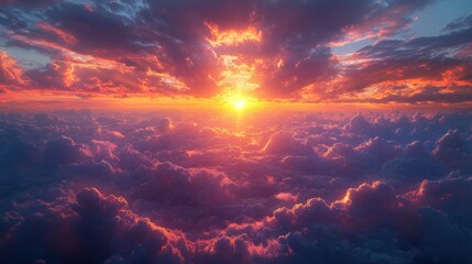 Fototapeta premium Golden Sunset Above the Clouds