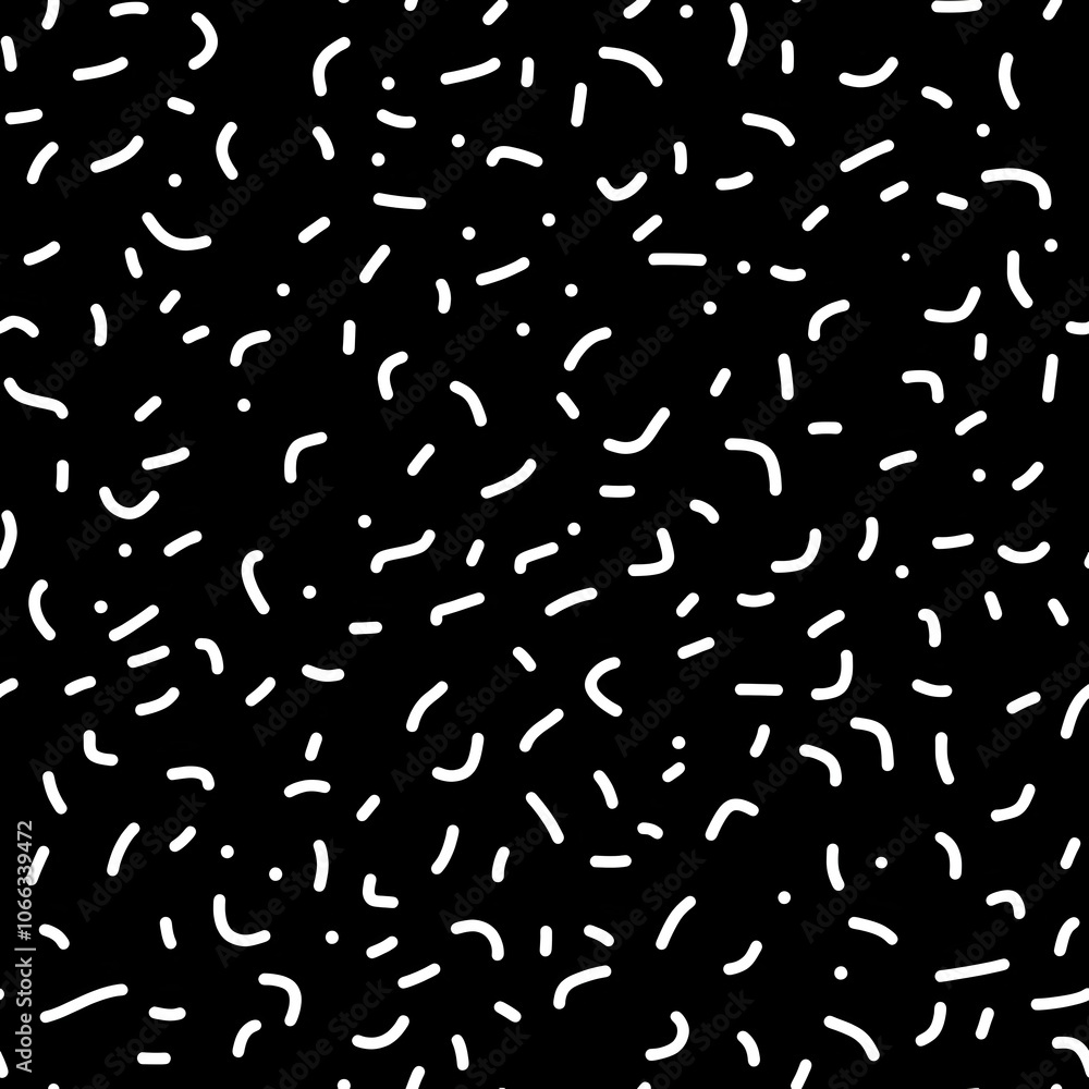Poster abstract black and white pattern with various shapes.