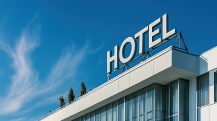 Hotel Sign Against Blue Sky