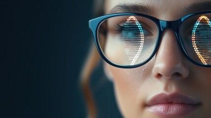 Doctor with digital DNA sequence, visualizing genetic health risk management