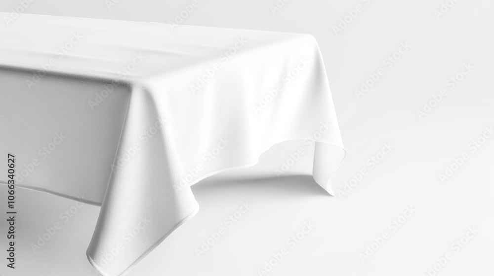 Poster a simple white tablecloth drapes elegantly over a table, creating a clean and minimalist appearance 