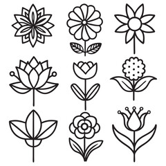 Clean Black and White Minimalist Floral Line Art Collection