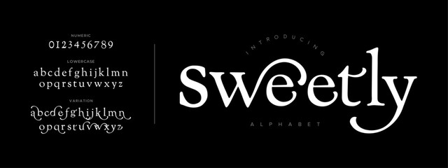 Sweetly typography beauty fashion elegant minimalist serif italic fonts decorative wedding vintage retro logos. Minimal luxury font alphabet logo. Vector illustration