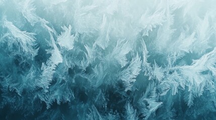 Abstract Frozen Ice Crystal Patterns in Blue Hues
