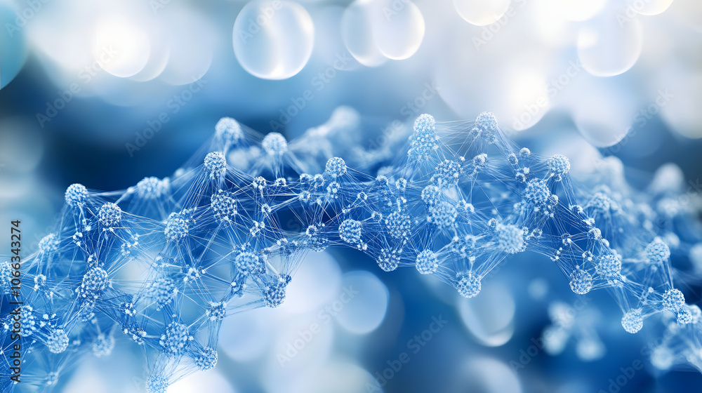 Poster abstract blue background with network of polygons