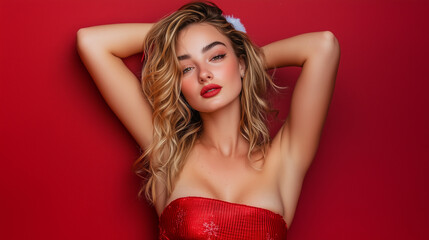 Fototapeta premium beautiful woman Santa