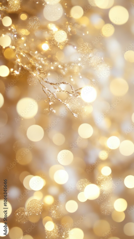 Aufkleber a soft bokeh light background with blurred circles of light in soft gold and cream tones