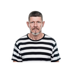 Obraz premium Serious Middle Aged Man in Striped Shirt