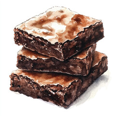 Brownies watercolor clipart illustration
