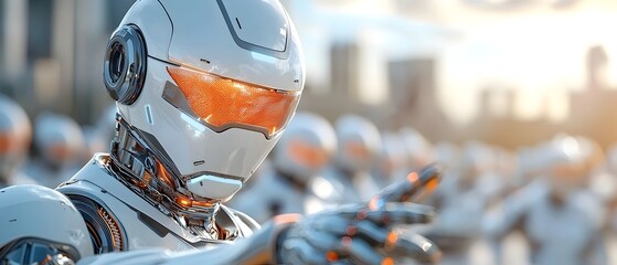 AI powered robots efficiently managing advanced energy systems and infrastructure in a futuristic 3D city environment showcasing sustainable and innovative smart technology for a clean