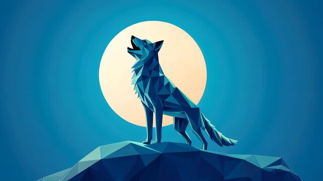 A stunning geometric representation of a wolf howling