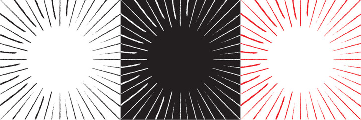 Abstract comic book radial flash explosion lines isolated. Superhero  design. Bright black, white, and red light strip burst background. Flash ray blast glow. Manga anime speed lines frame. EPS 10