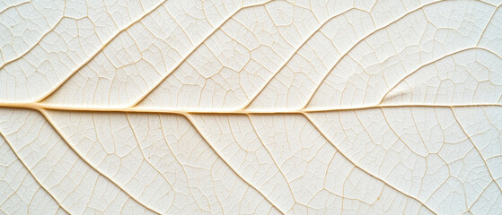 Obraz premium A close-up of a delicate leaf skeleton, showcasing its intricate vein structure against a light background.