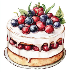 Cake watercolor clipart illustration