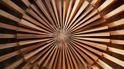 Fototapeta premium Abstract Wooden Radial Pattern with a Circular Center