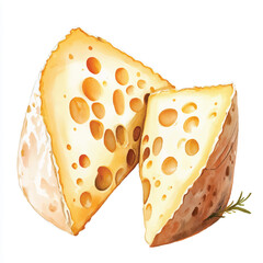 Cheese Harmonica watercolor clipart illustration