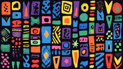 Abstract Artwork with Geometric Shapes and Vibrant Colors