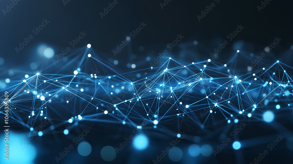 Poster abstract digital network circuit board background banner with glowing light and connecting data dots