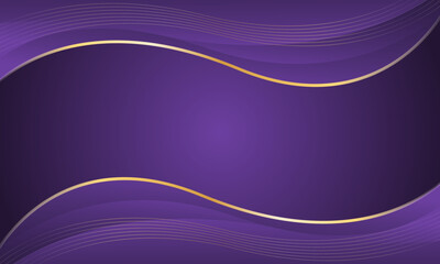 Abstract purple luxury wave background with gold lines. Elegant modern wallpapers. Suitable for templates, banners, cards, sales, ads, events, awards, web and pages