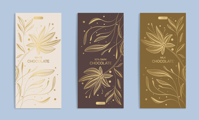 Luxury packaging design of chocolate bars. Vintage vector ornament template. Elegant, classic elements. Great for food, drink and other package types. Can be used for background and wallpaper.