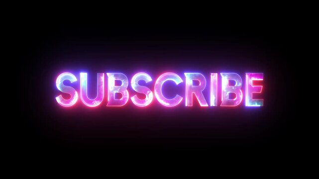 Glowing neon text subscribe button animation. Subscribe clip text animation for social media - Powered by Adobe