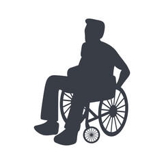 Silhouette of People Disability on Wheelchair. Vector Illustration.