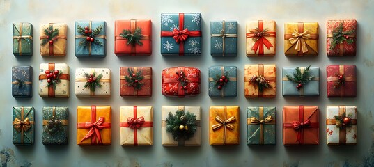  A Set of Wrapped Christmas Presents
