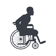 Silhouette of People Disability on Wheelchair. Vector Illustration.