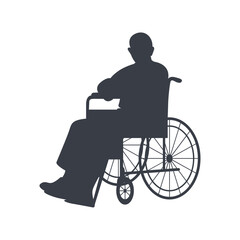 Silhouette of People Disability on Wheelchair. Vector Illustration.