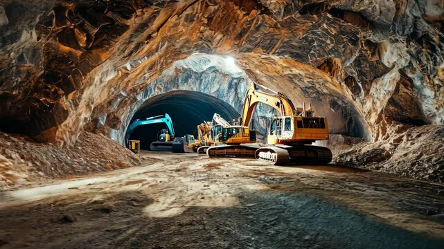 Excavator Machinery in Tunnel