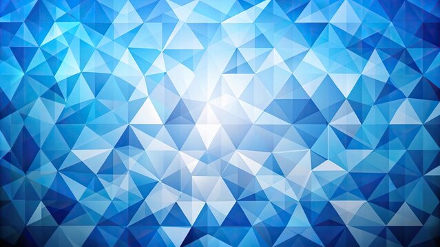 Abstract blue and white background with symmetrical low poly triangles