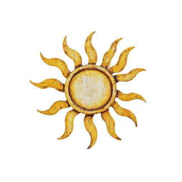 recommend clip art: Wooden Sun Symbol with a Rustic Texture