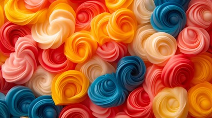 Colorful Swirled Rosettes in a Close-Up View