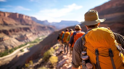 Determined Hikers Conquering Steep Challenge with Collective Resolve